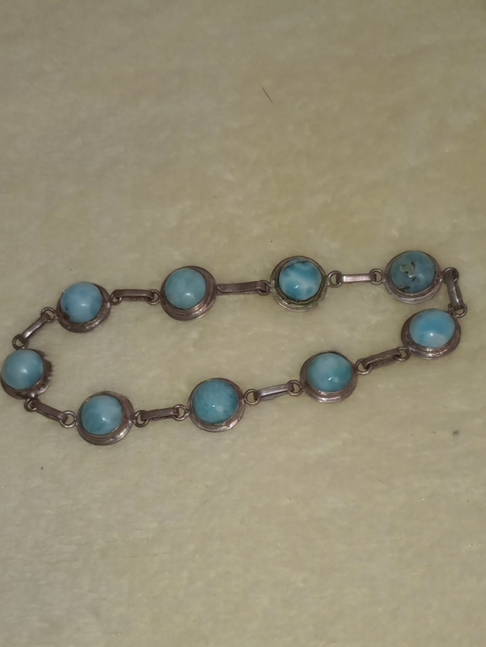 ARTISANS Hand Crafted Sterling Silver Blue Gemstone Link Bracelet